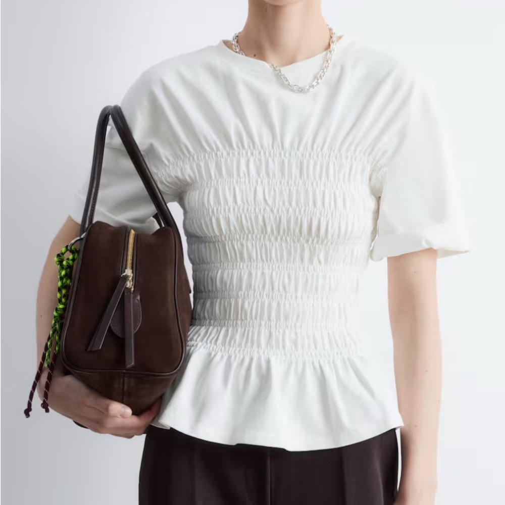 & Other Stories white Smocked Blouse